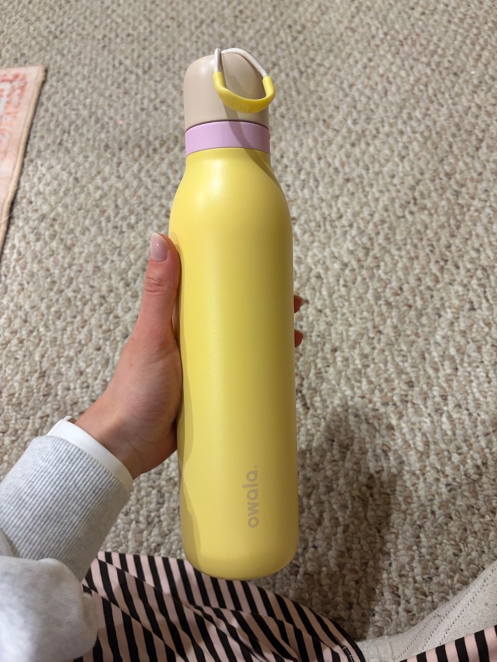 Owala Yellow Insulated Water Bottle with Pastel Accents